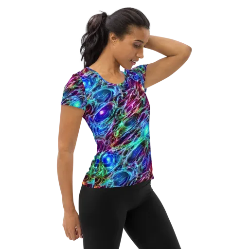 Electric Tides on a Women's Athletic T-Shirt