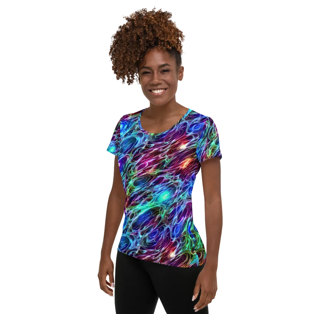 Electric Tides on Women's Athletic T-Shirt — Left