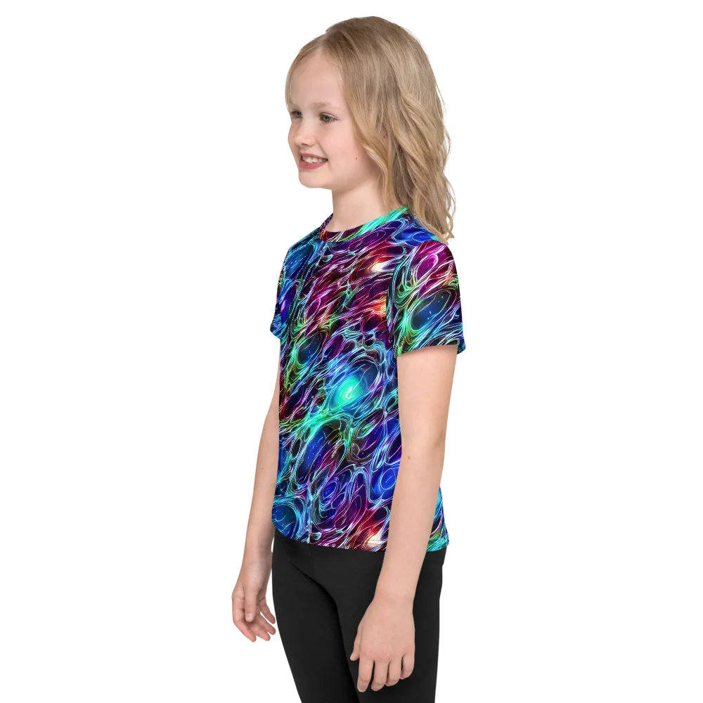 Electric Tides on Kids Crew Neck T-Shirt — Left