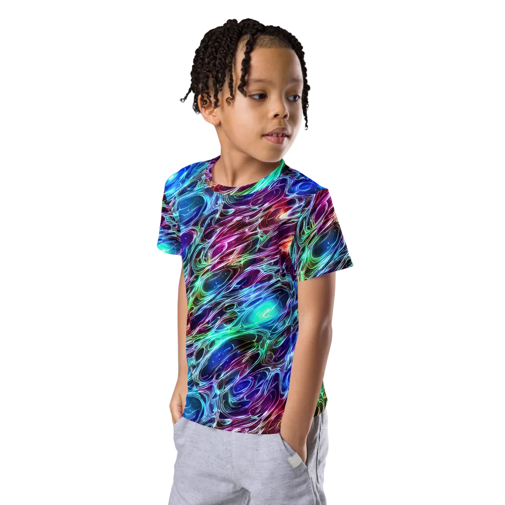 Electric Tides on Kids Crew Neck T-Shirt — Left Front