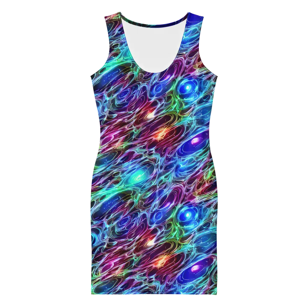 Electric Tides on Bodycon Dress — Front