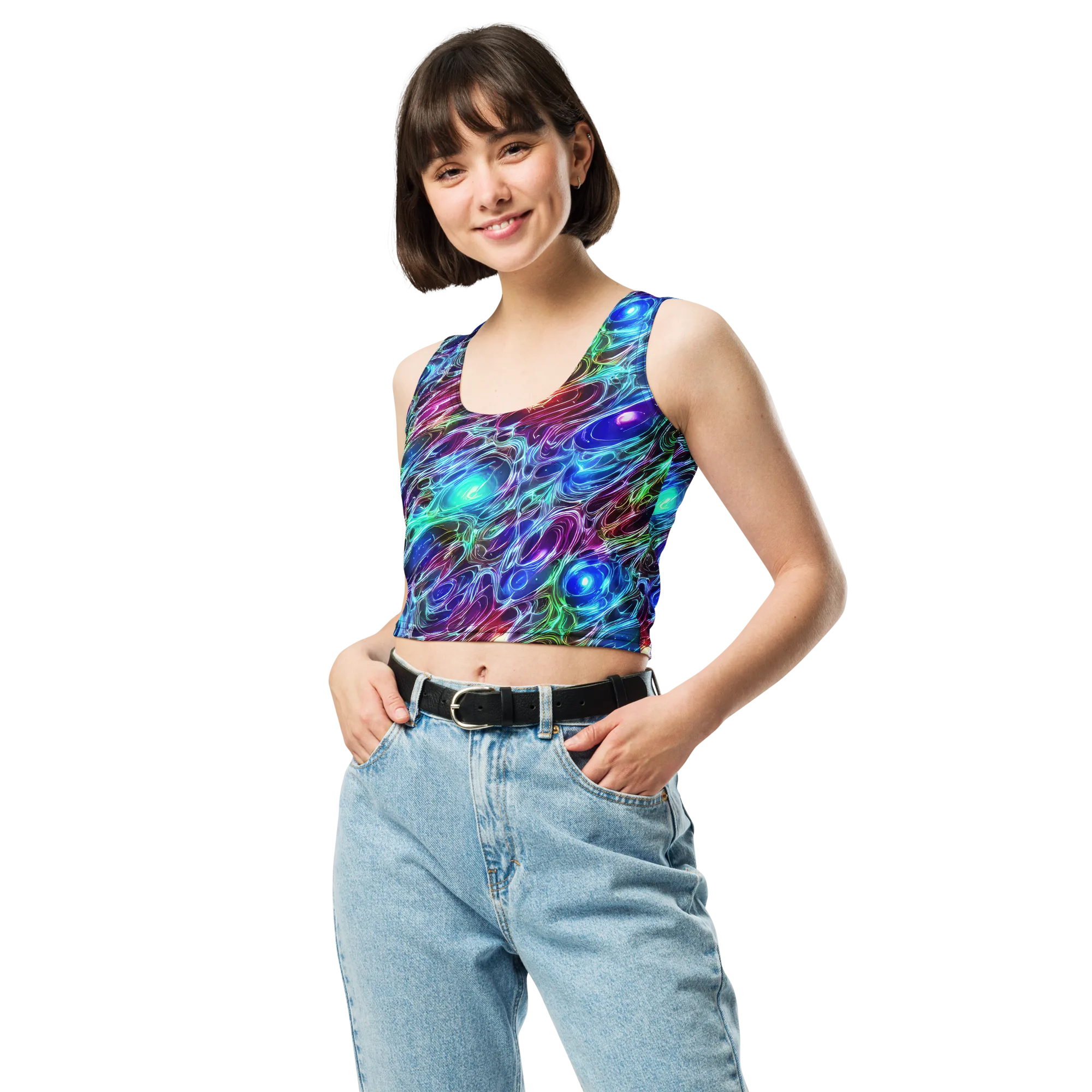 Electric Tides on Crop Top — Front