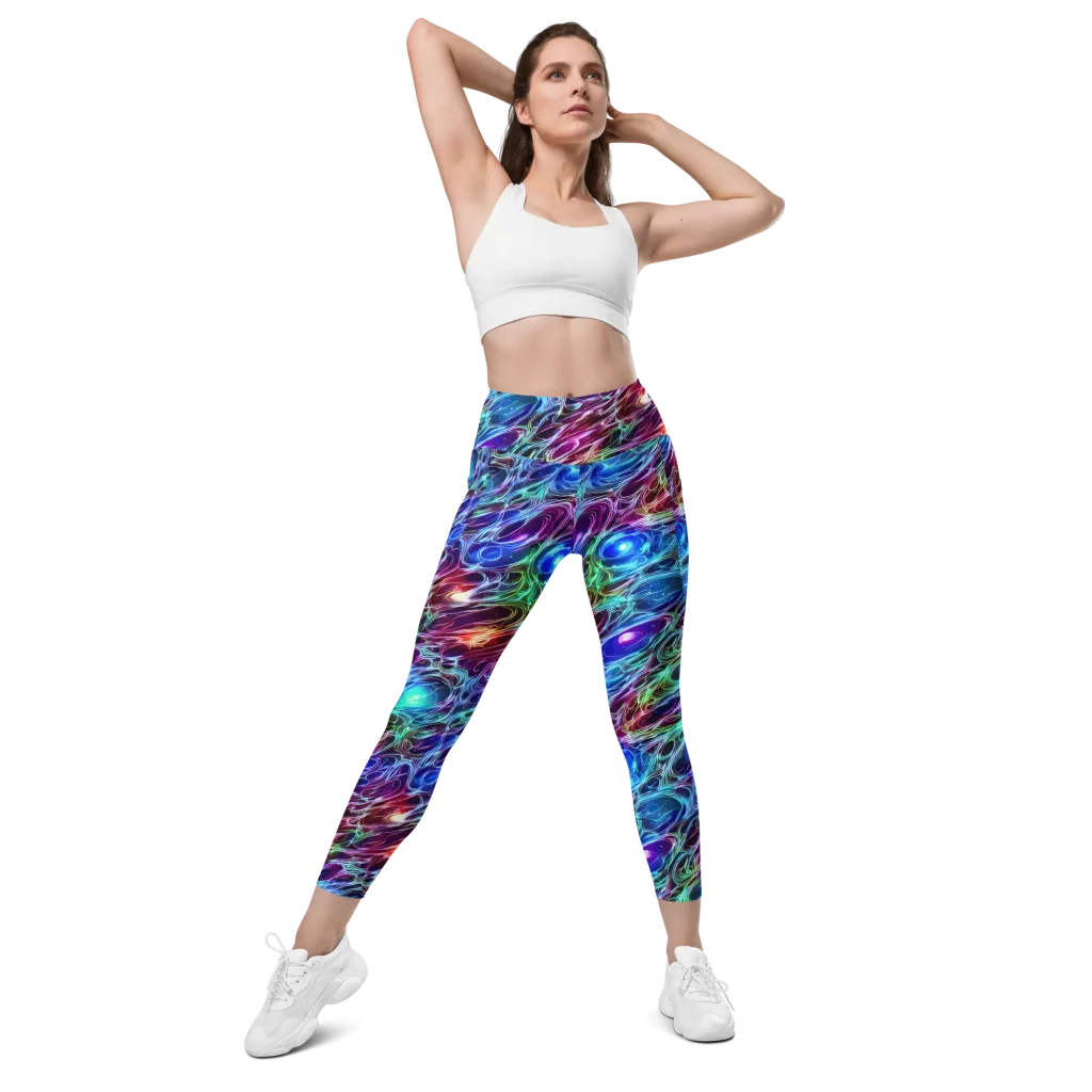 Electric Tides on Leggings with Pockets — Front
