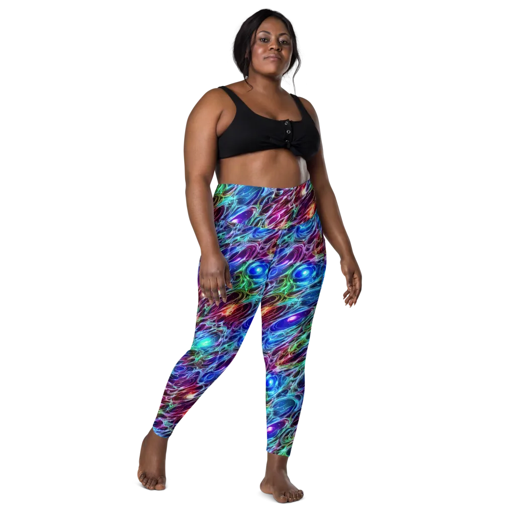 Electric Tides on Leggings with Pockets — Front