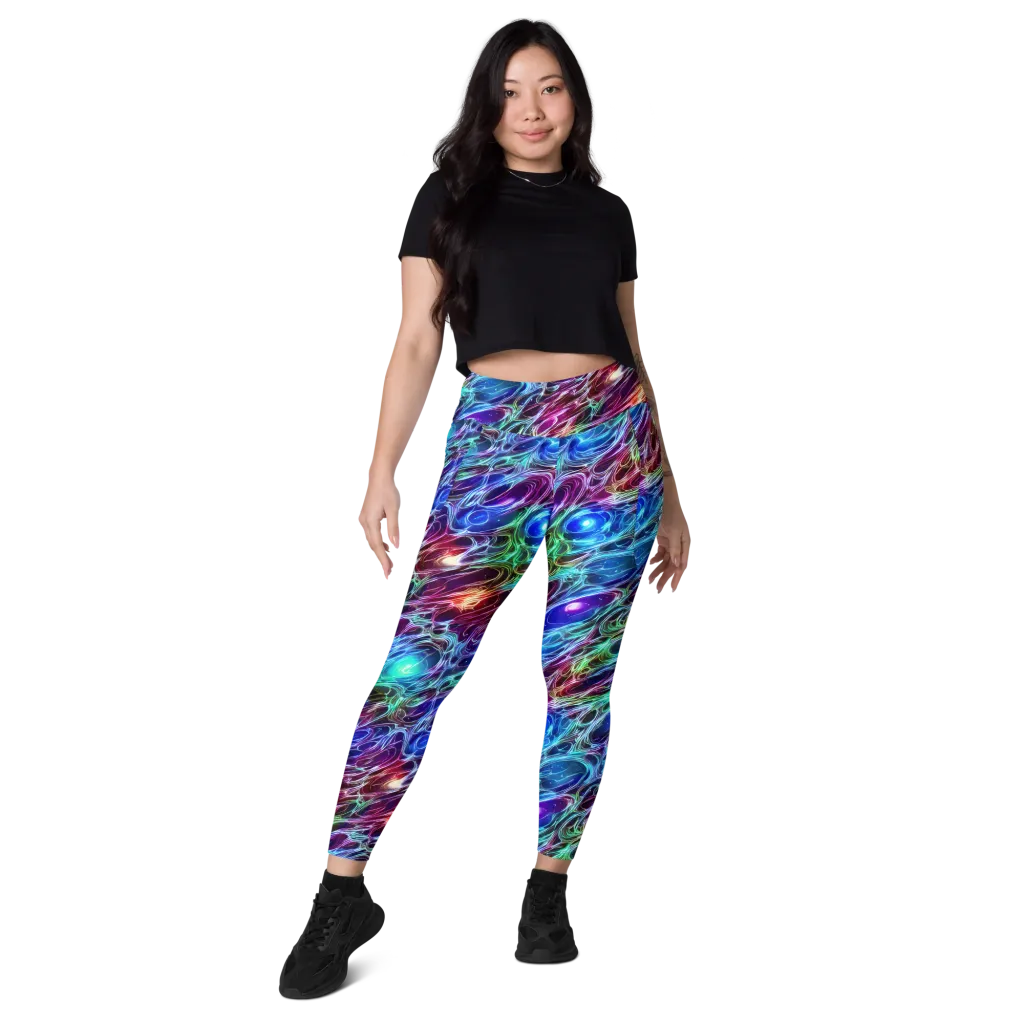 Electric Tides on Leggings with Pockets — Front