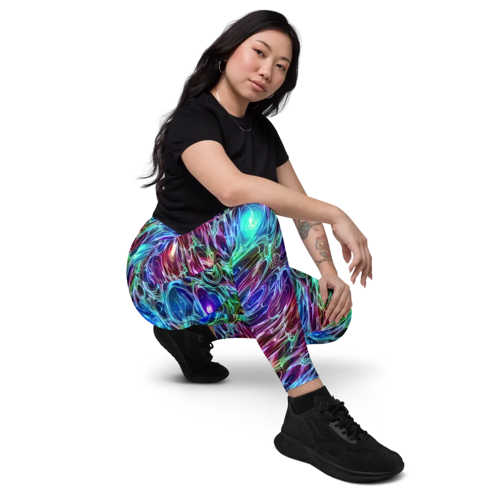 Electric Tides on Leggings with Pockets — Right Front
