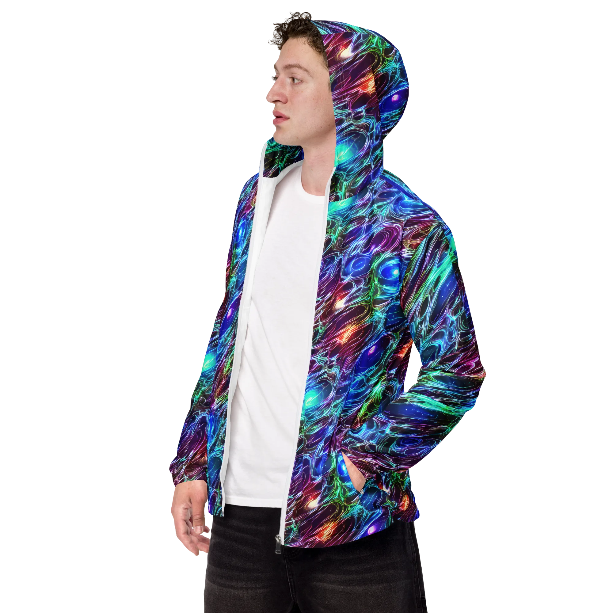 Electric Tides on Men's Windbreaker — Left Front