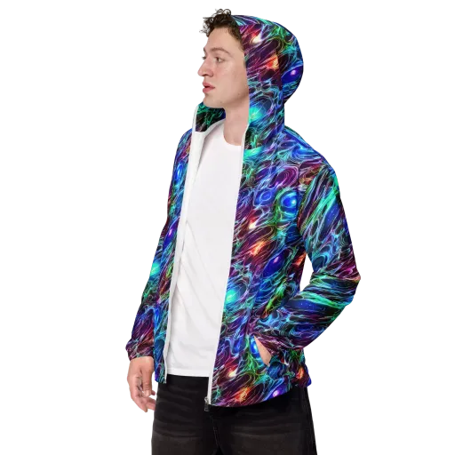 Electric Tides on a Men's Windbreaker