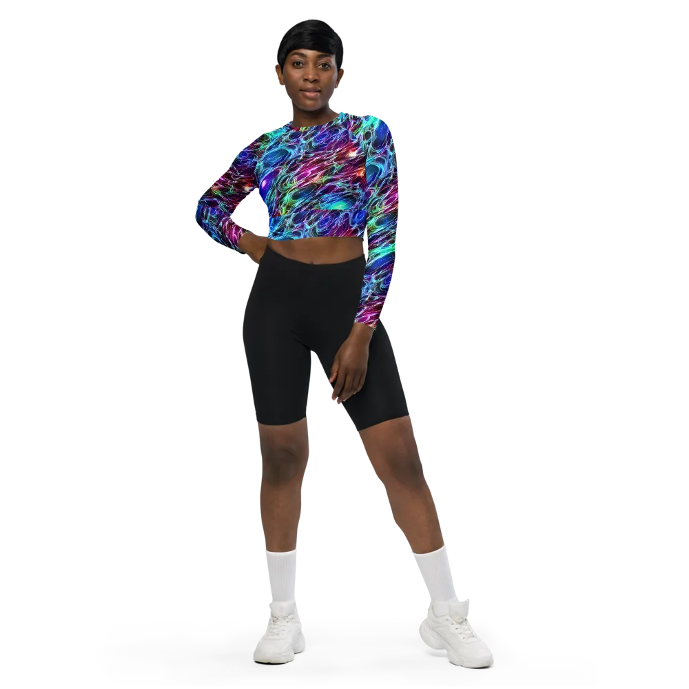 Electric Tides on Long Sleeve Crop Top — Front