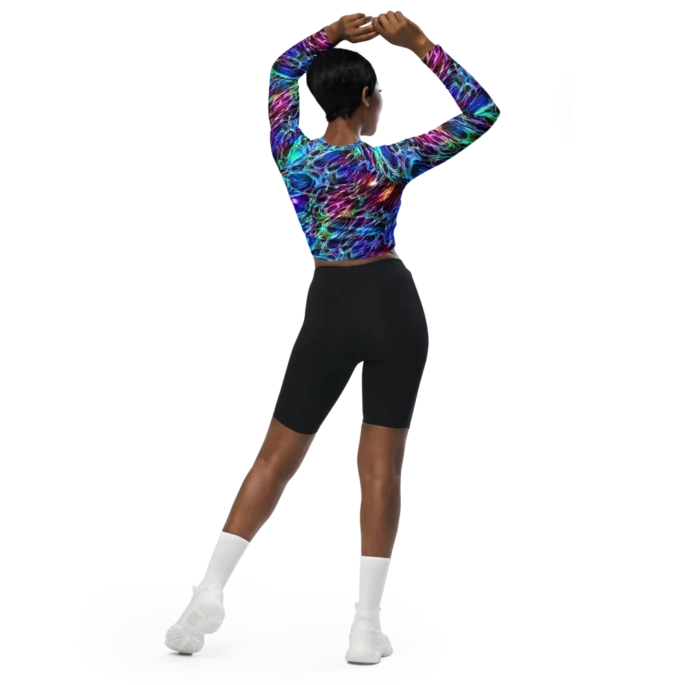 Electric Tides on Long Sleeve Crop Top — Back