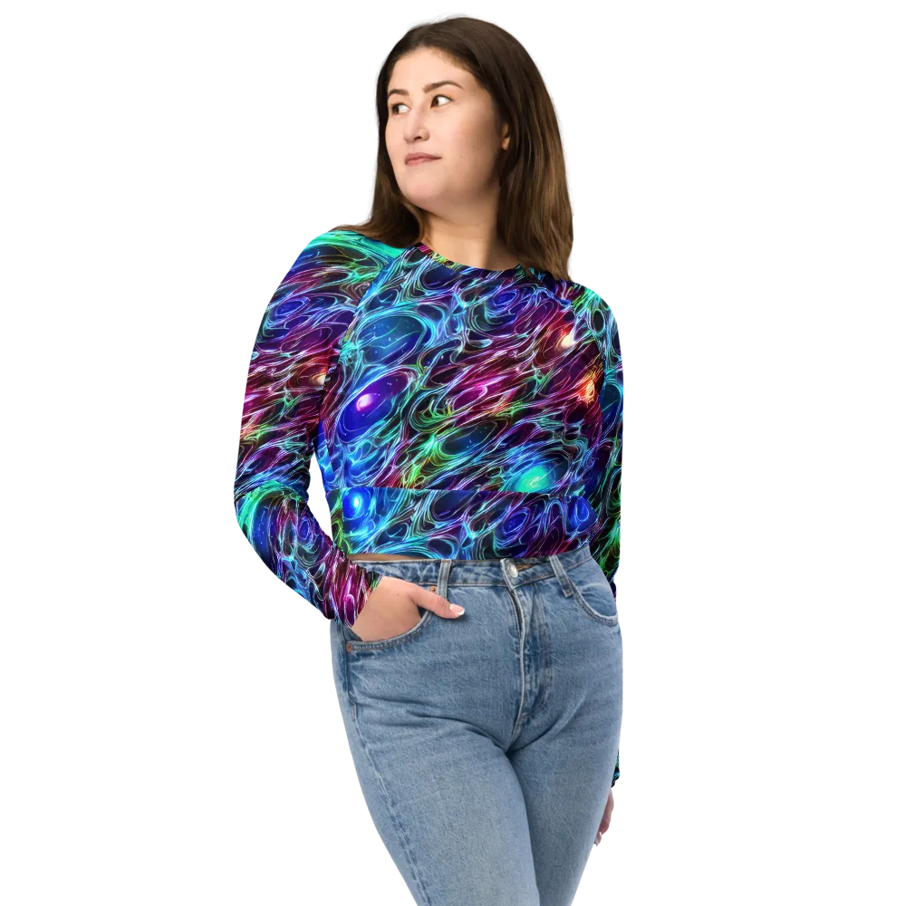 Electric Tides on Long Sleeve Crop Top — Front