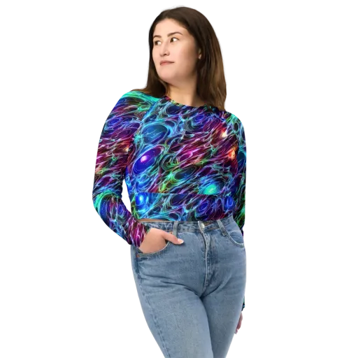 Electric Tides on a Long Sleeve Crop Top