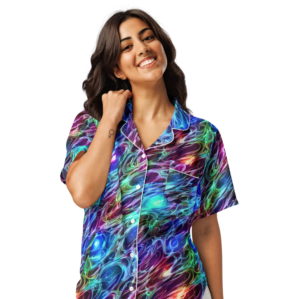 Electric Tides on Women's Short Sleeve Pajama Top — Front