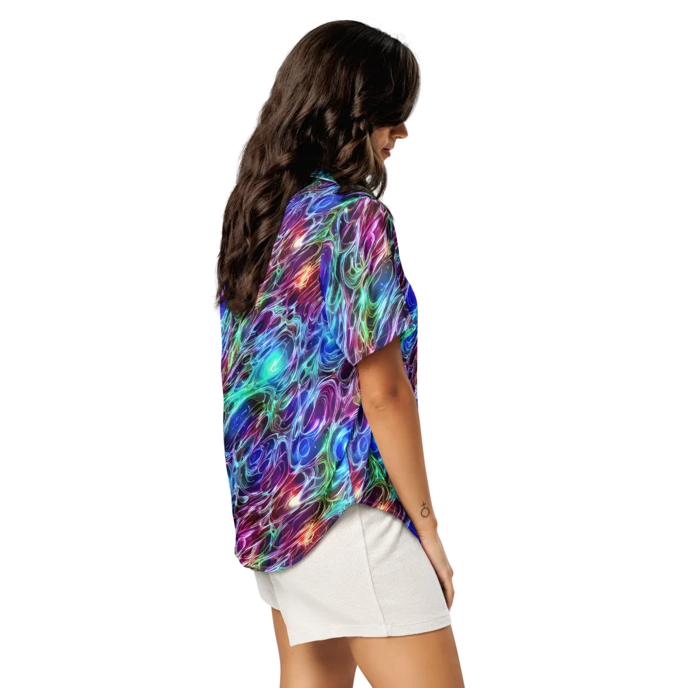 Electric Tides on Women's Short Sleeve Pajama Top — Right Back