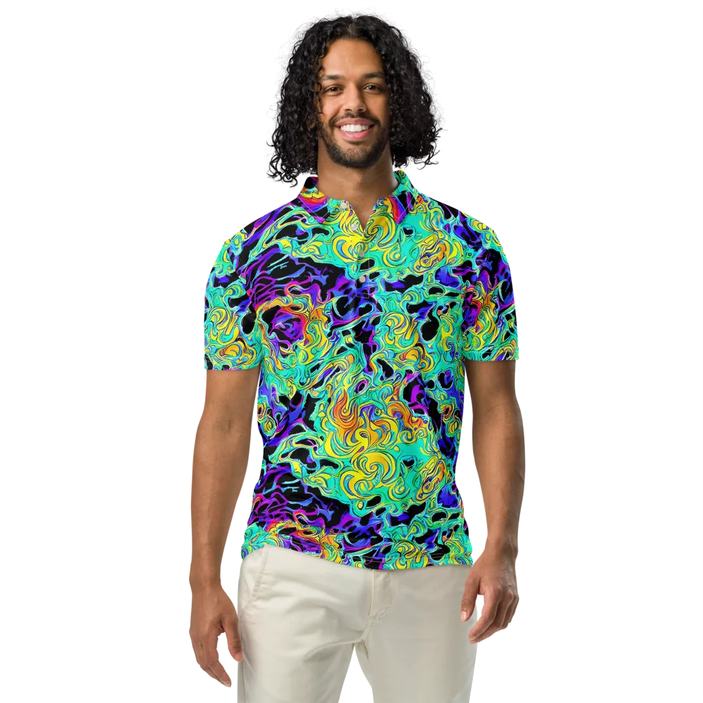 Electric Tidalwave on Men's Slim Fit Polo Shirt — Front