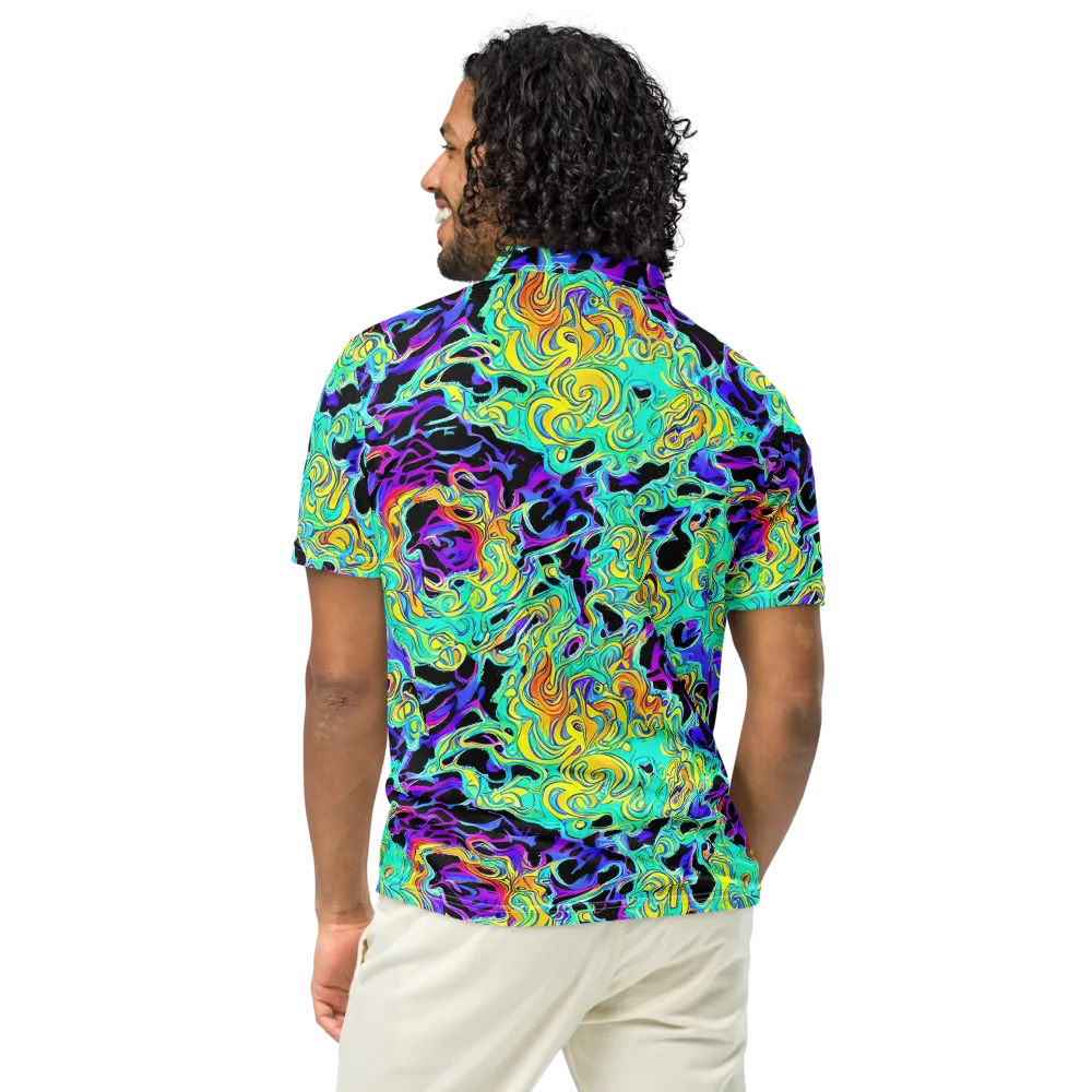 Electric Tidalwave on Men's Slim Fit Polo Shirt — Back