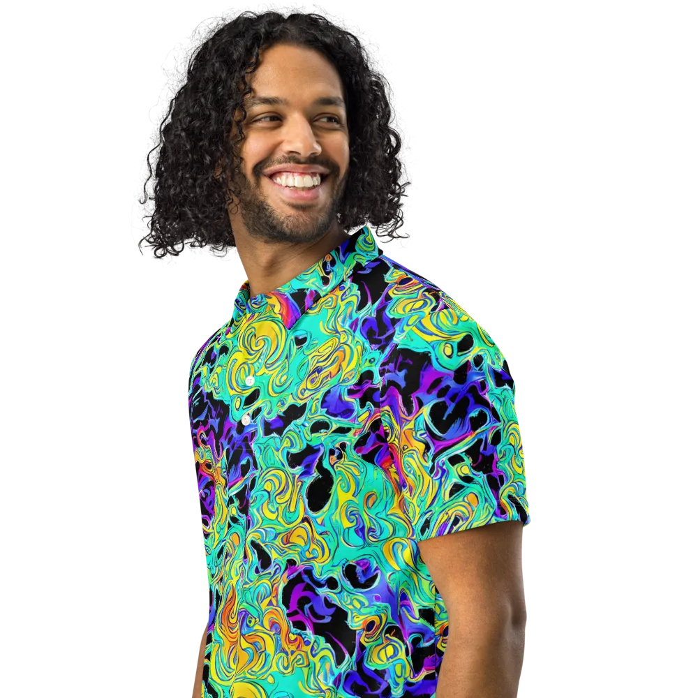 Electric Tidalwave on Men's Slim Fit Polo Shirt — Left Front
