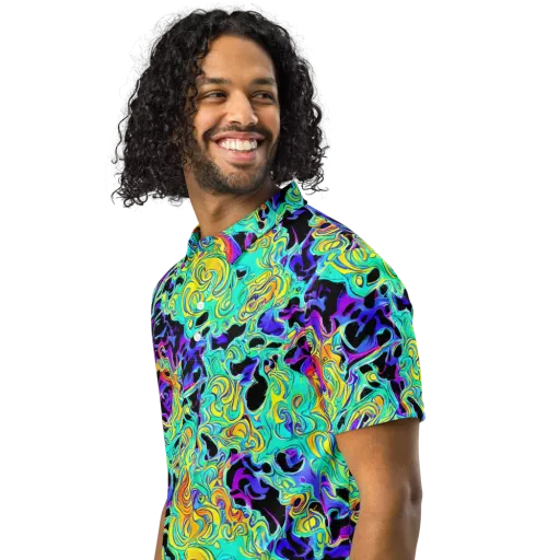 Electric Tidalwave on a Men's Slim Fit Polo Shirt