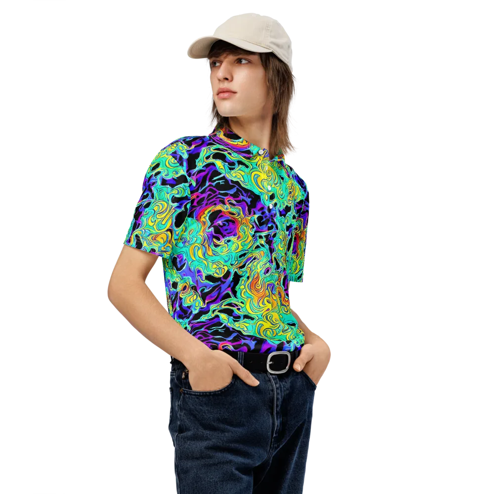 Electric Tidalwave on Men's Slim Fit Polo Shirt — Right Front