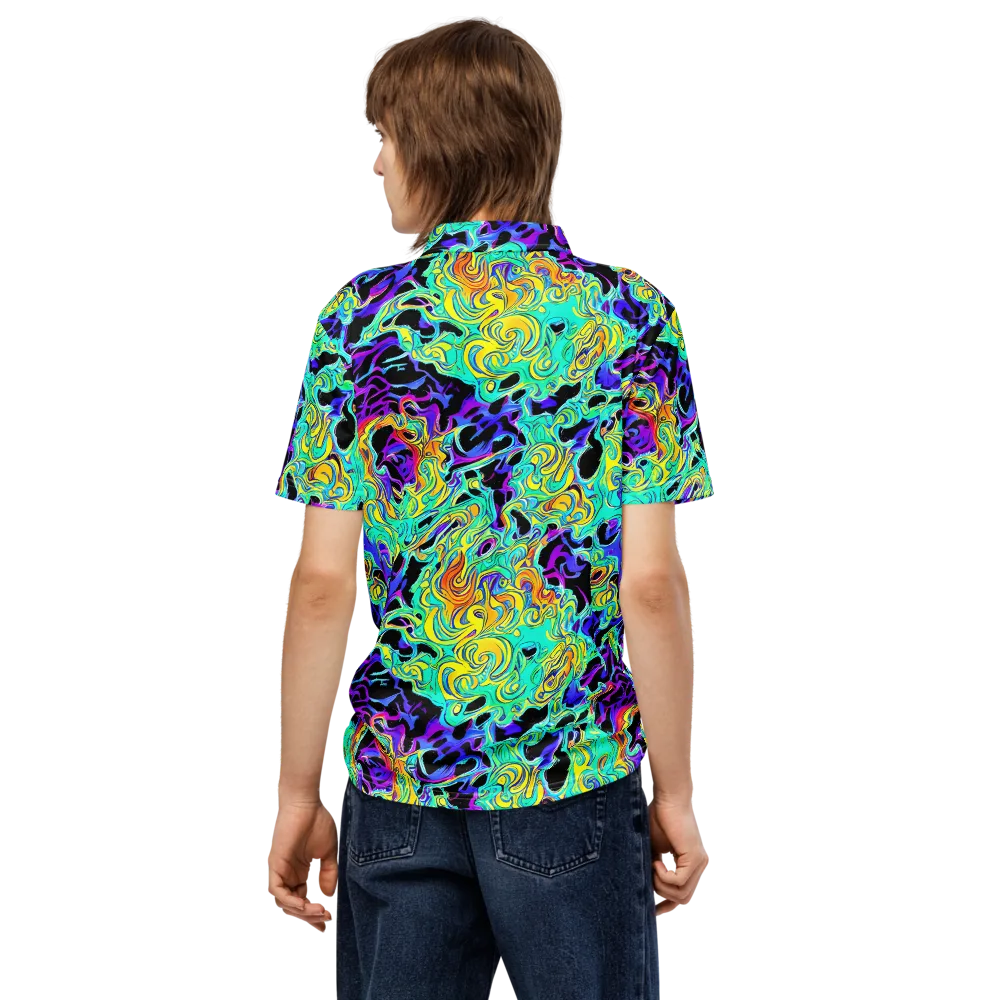 Electric Tidalwave on Men's Slim Fit Polo Shirt — Back
