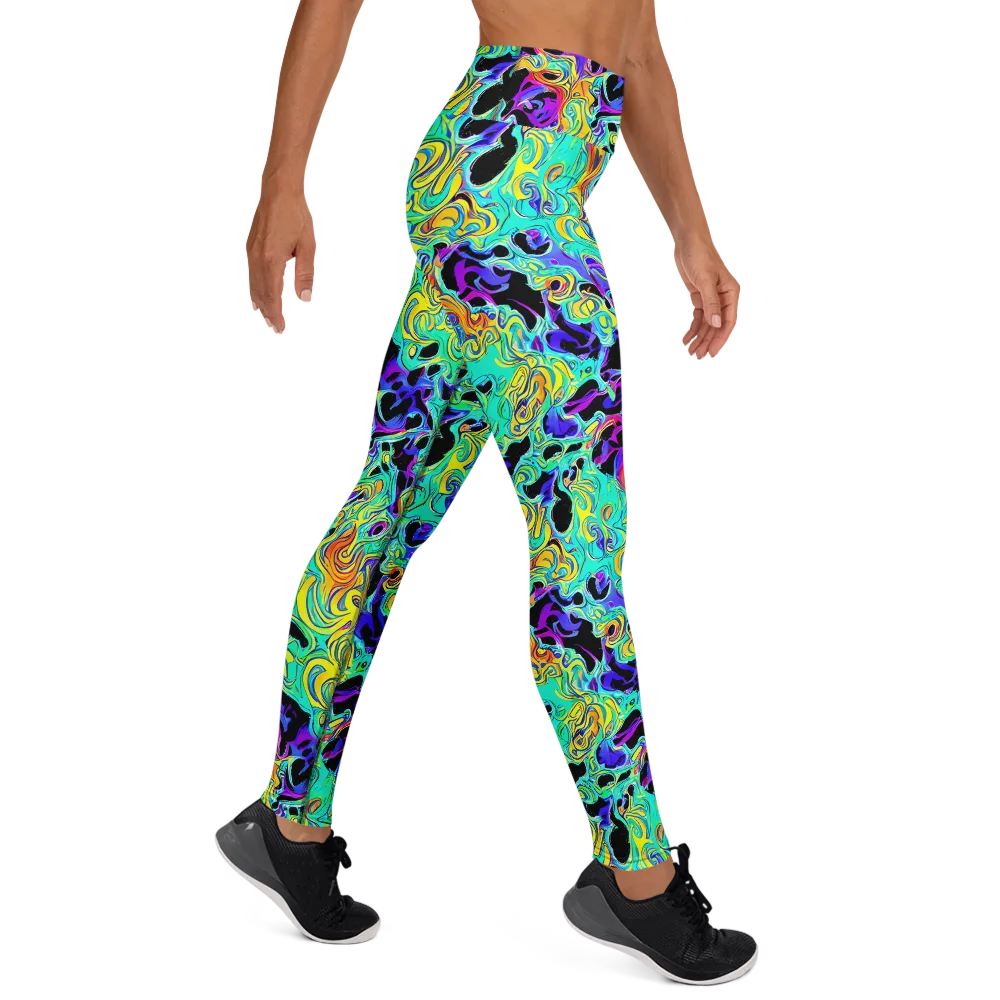 Electric Tidalwave on Yoga Leggings — Right