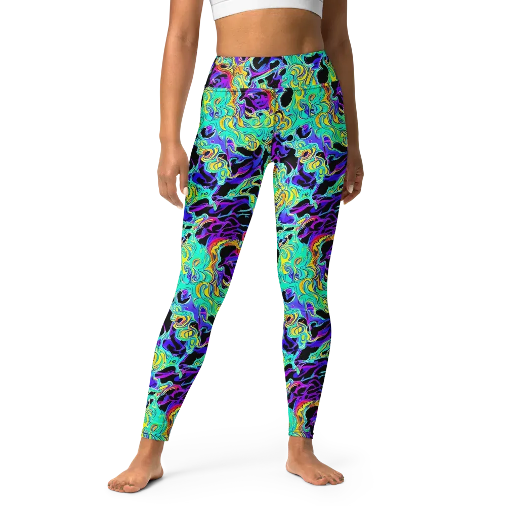 Electric Tidalwave on Yoga Leggings — Front