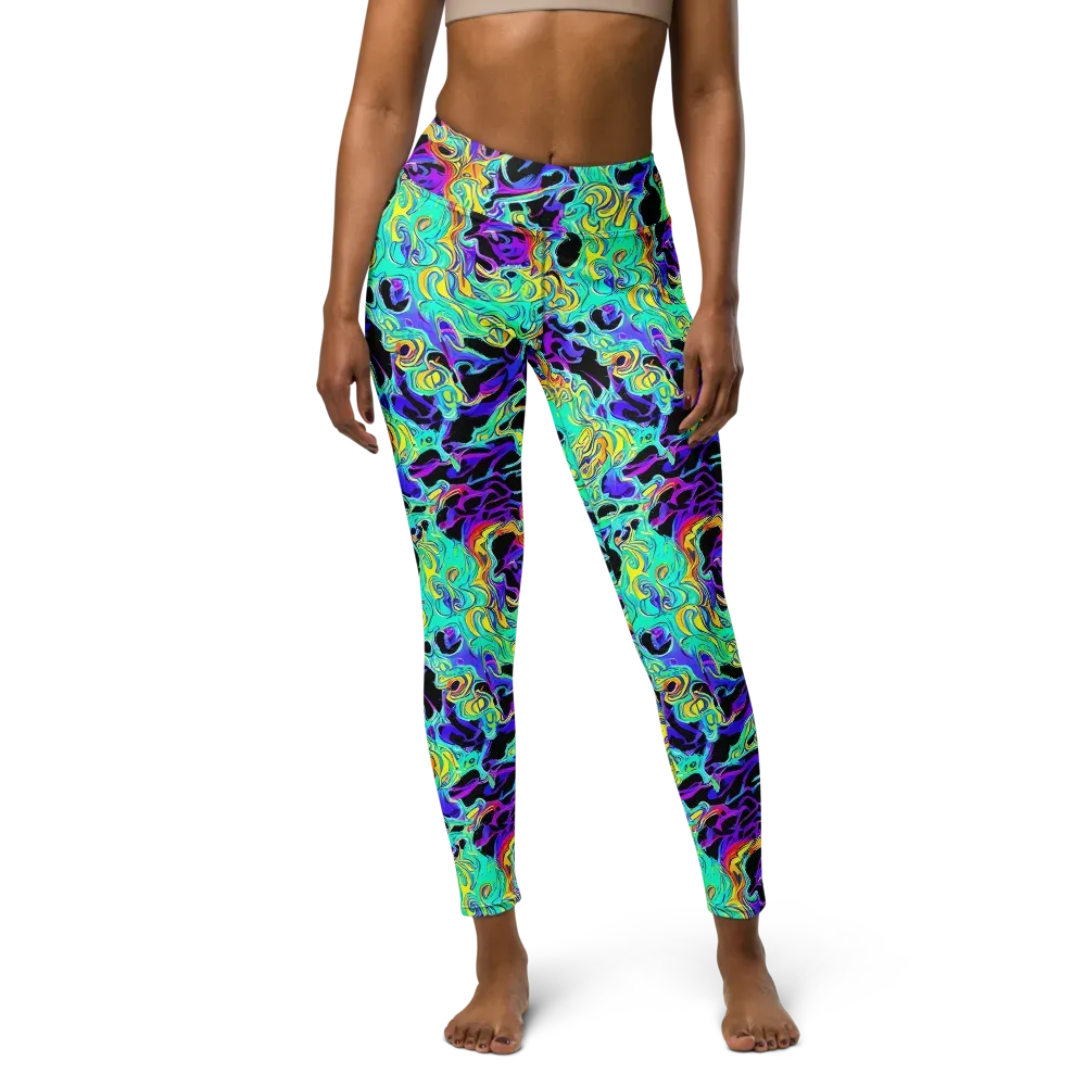 Electric Tidalwave on Yoga Leggings — Front