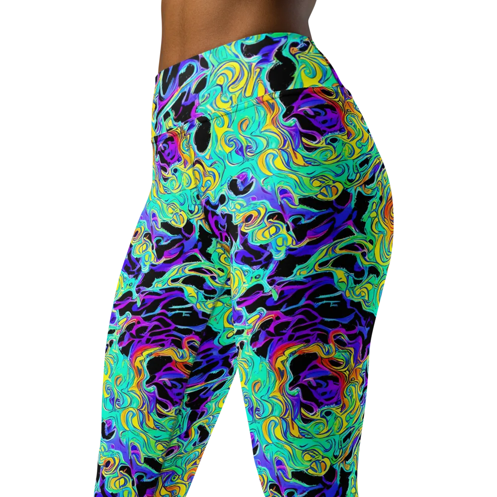 Electric Tidalwave on Yoga Leggings — Left Front