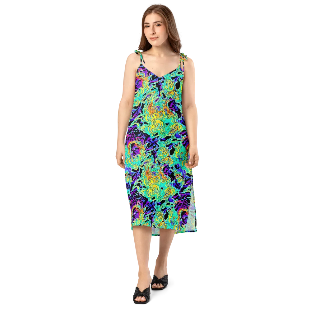 Electric Tidalwave on Slip Dress — Front