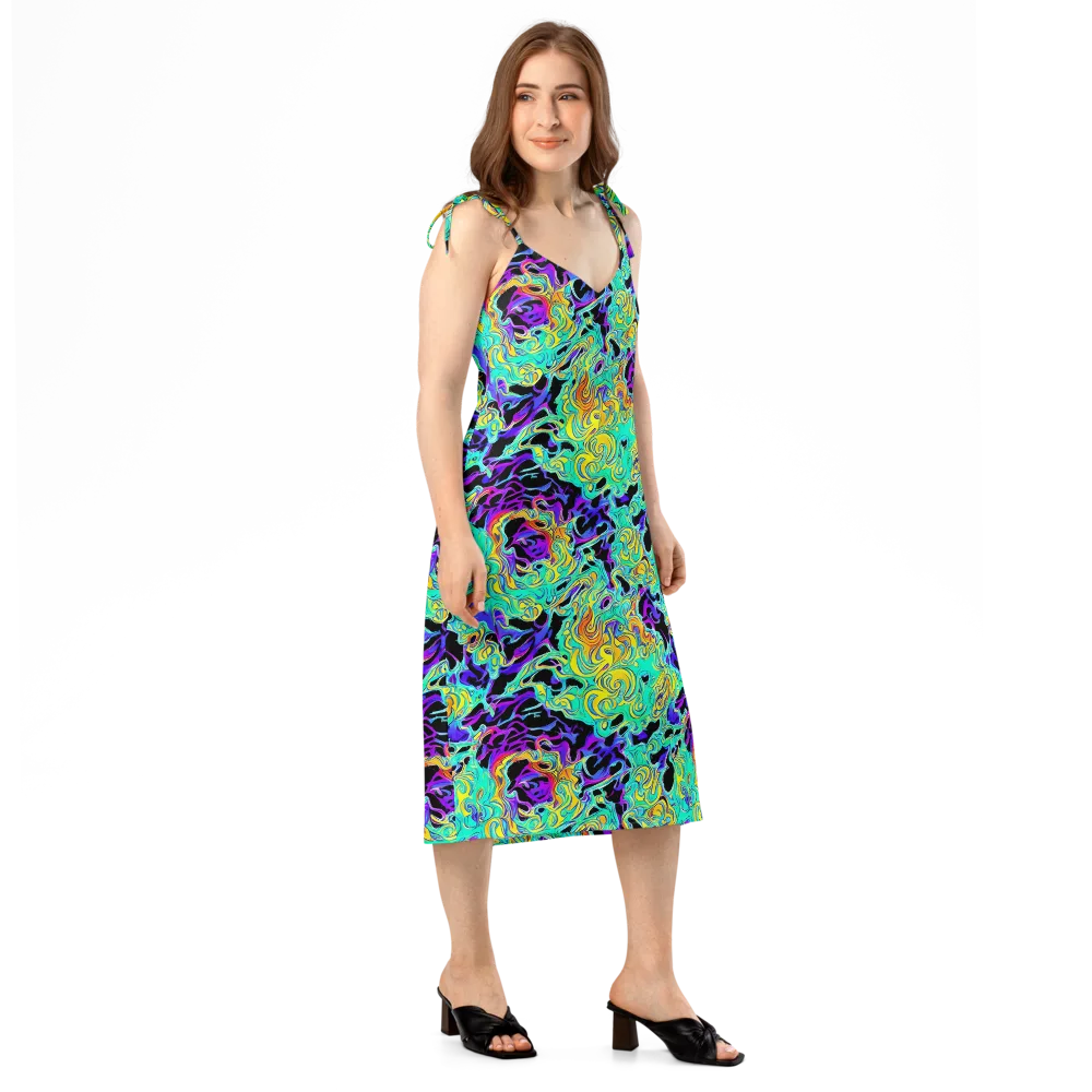 Electric Tidalwave on Slip Dress — Right Front