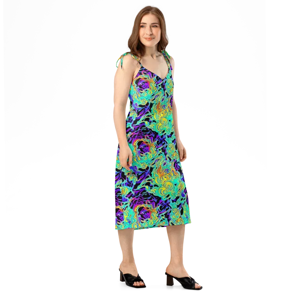 Electric Tidalwave on Slip Dress — Right Front