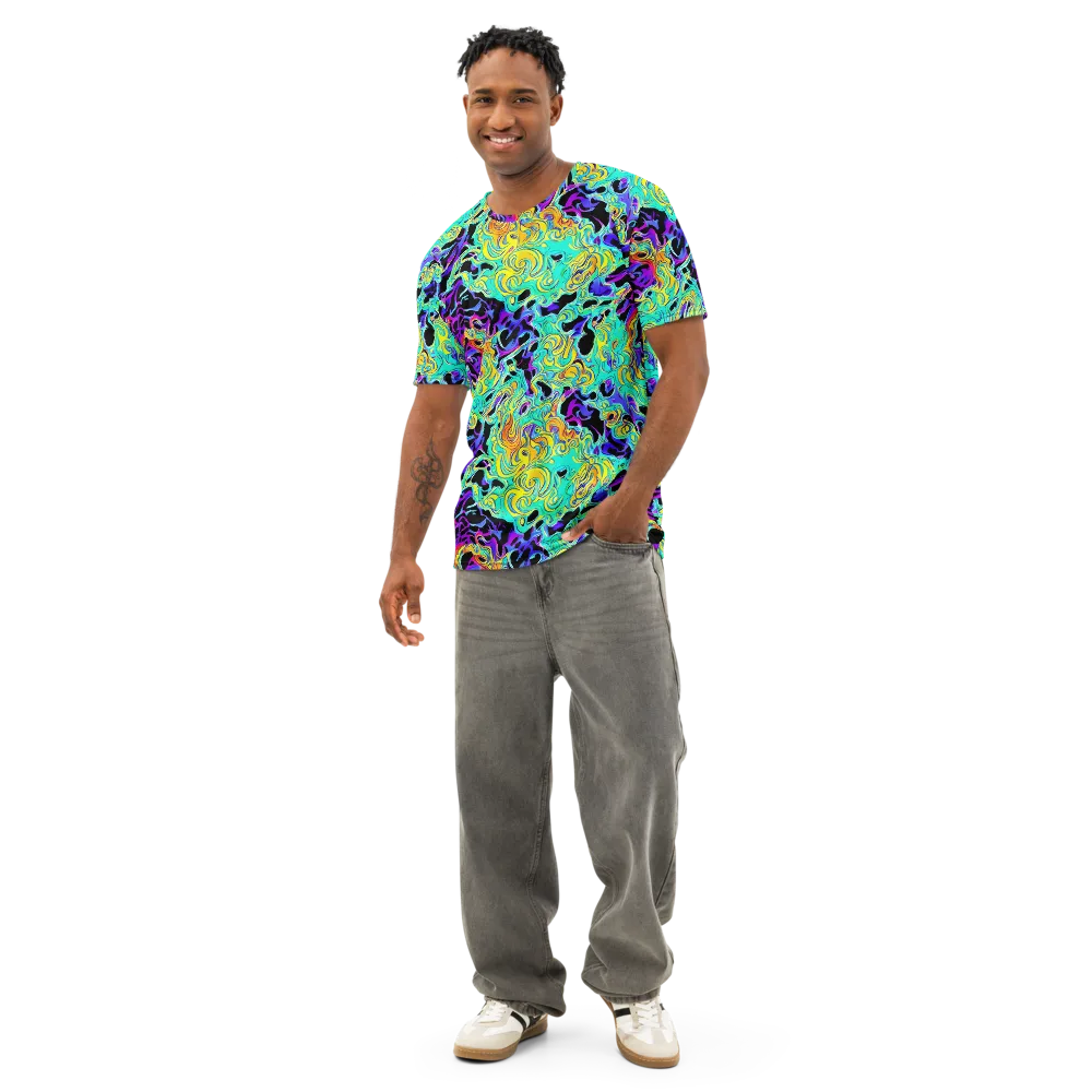 Electric Tidalwave on Men's Cotton Crew Neck T-Shirt — Front