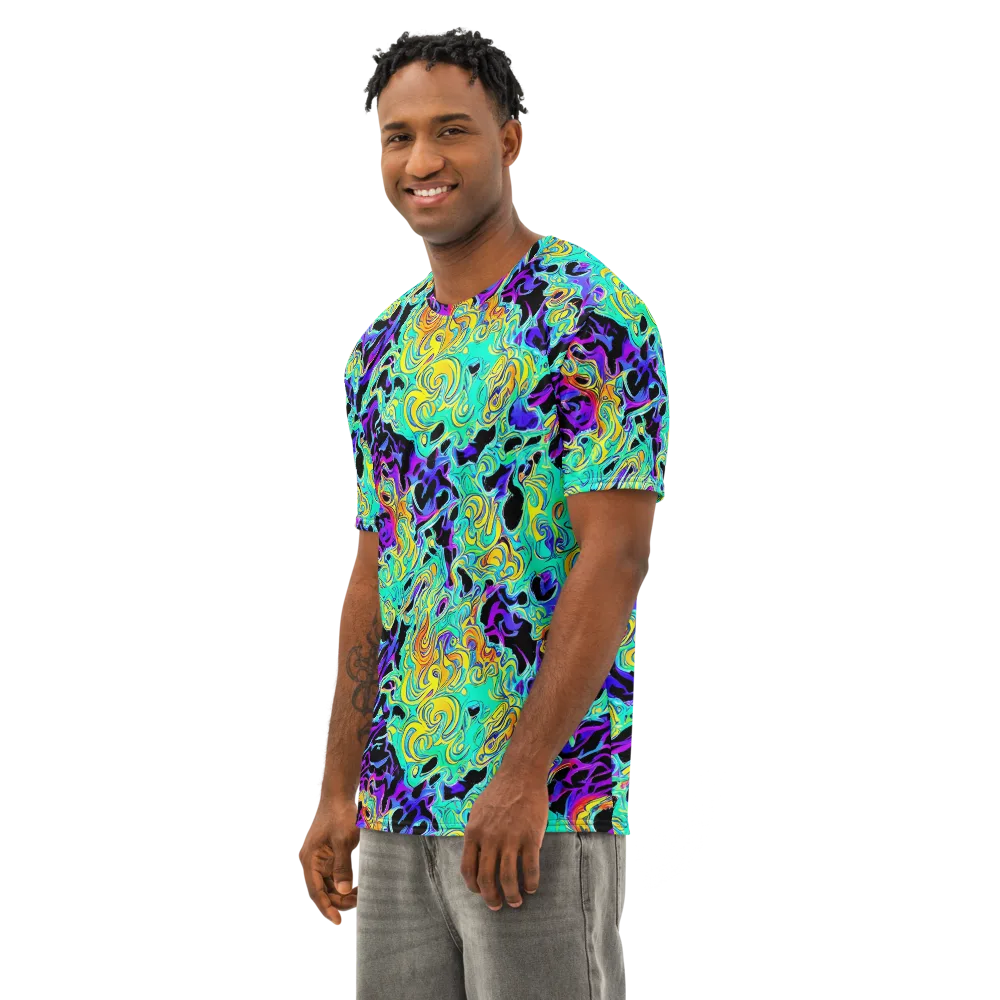 Electric Tidalwave on Men's Cotton Crew Neck T-Shirt — Left Front