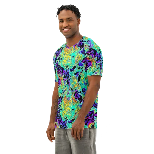 Electric Tidalwave on a Men's Cotton Crew Neck T-Shirt