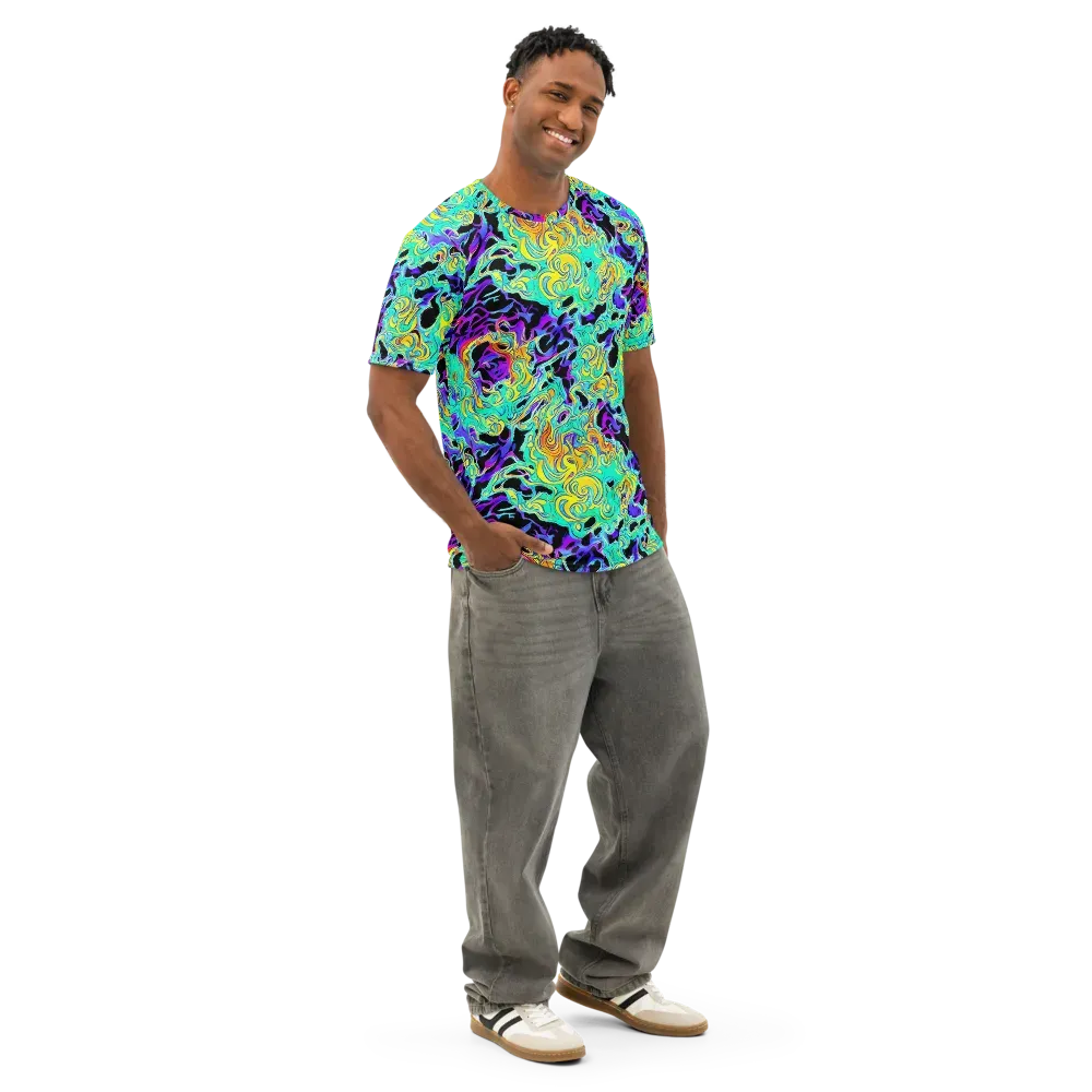 Electric Tidalwave on Men's Cotton Crew Neck T-Shirt — Right Front