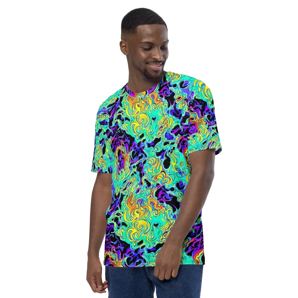 Electric Tidalwave on Men's Crew Neck T-Shirt — Left