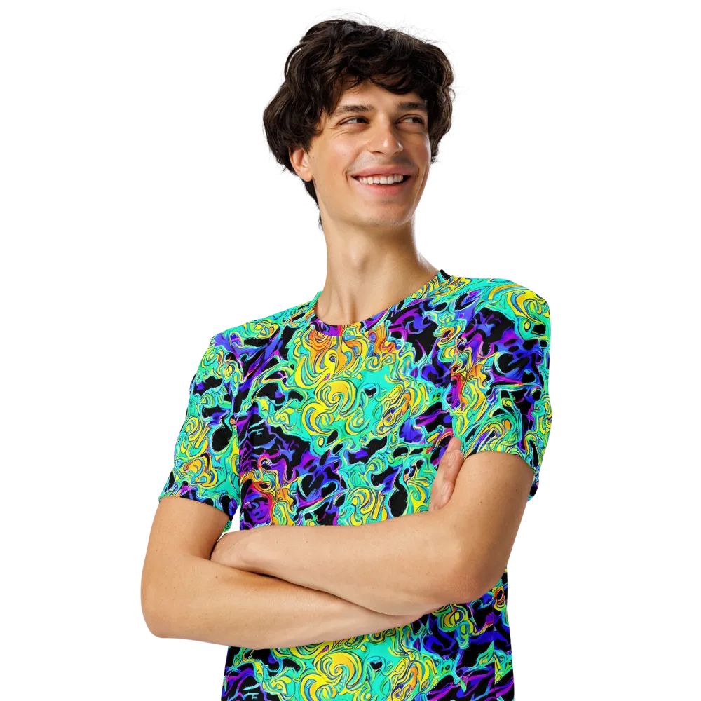 Electric Tidalwave on Men's Crew Neck T-Shirt — Left Front