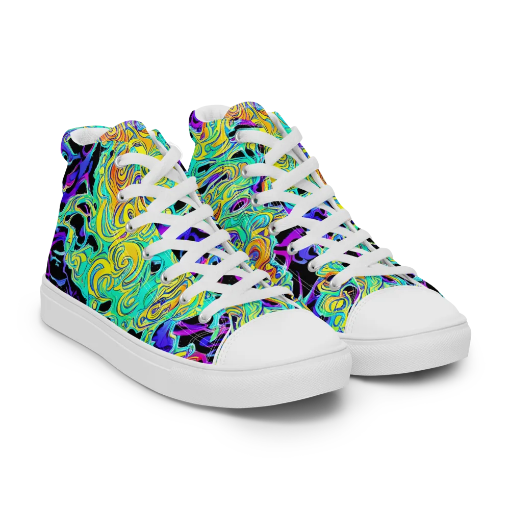 Electric Tidalwave on Men's High Top Canvas Shoes — Right Front