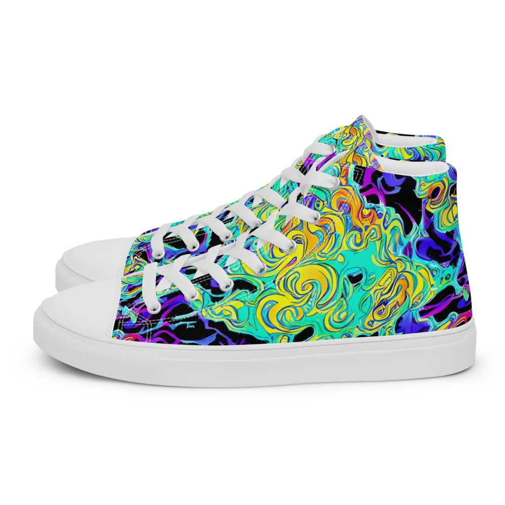 Electric Tidalwave on Men's High Top Canvas Shoes — Left