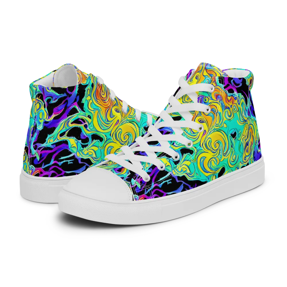 Electric Tidalwave on Men's High Top Canvas Shoes — Left