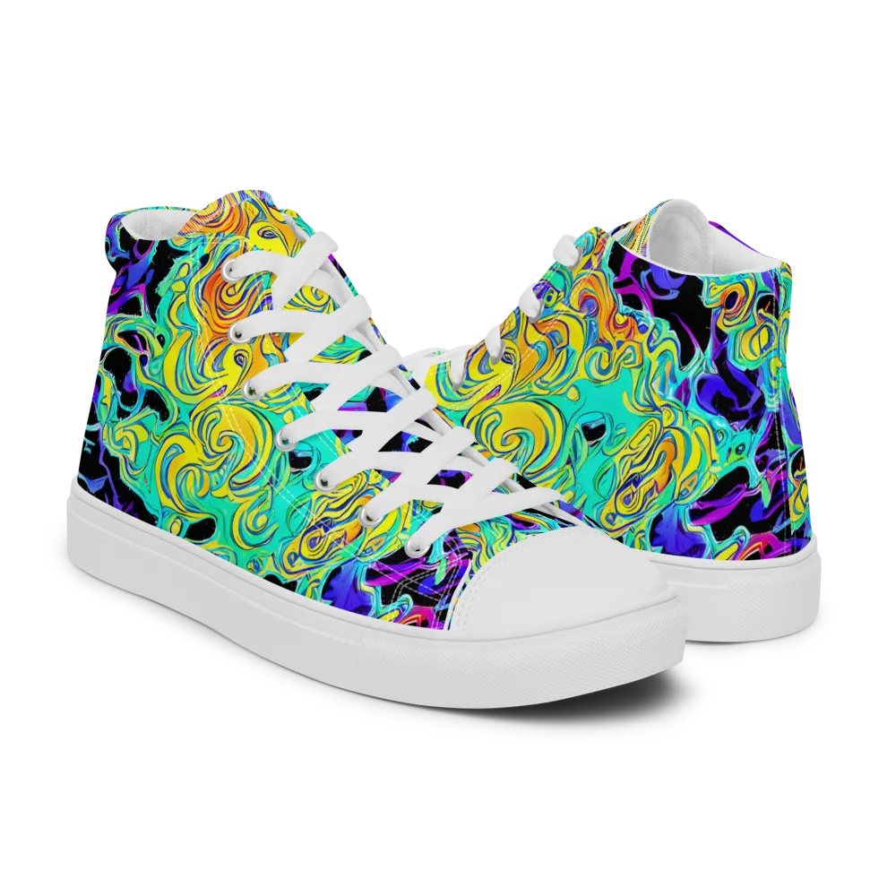Electric Tidalwave on Men's High Top Canvas Shoes — Right