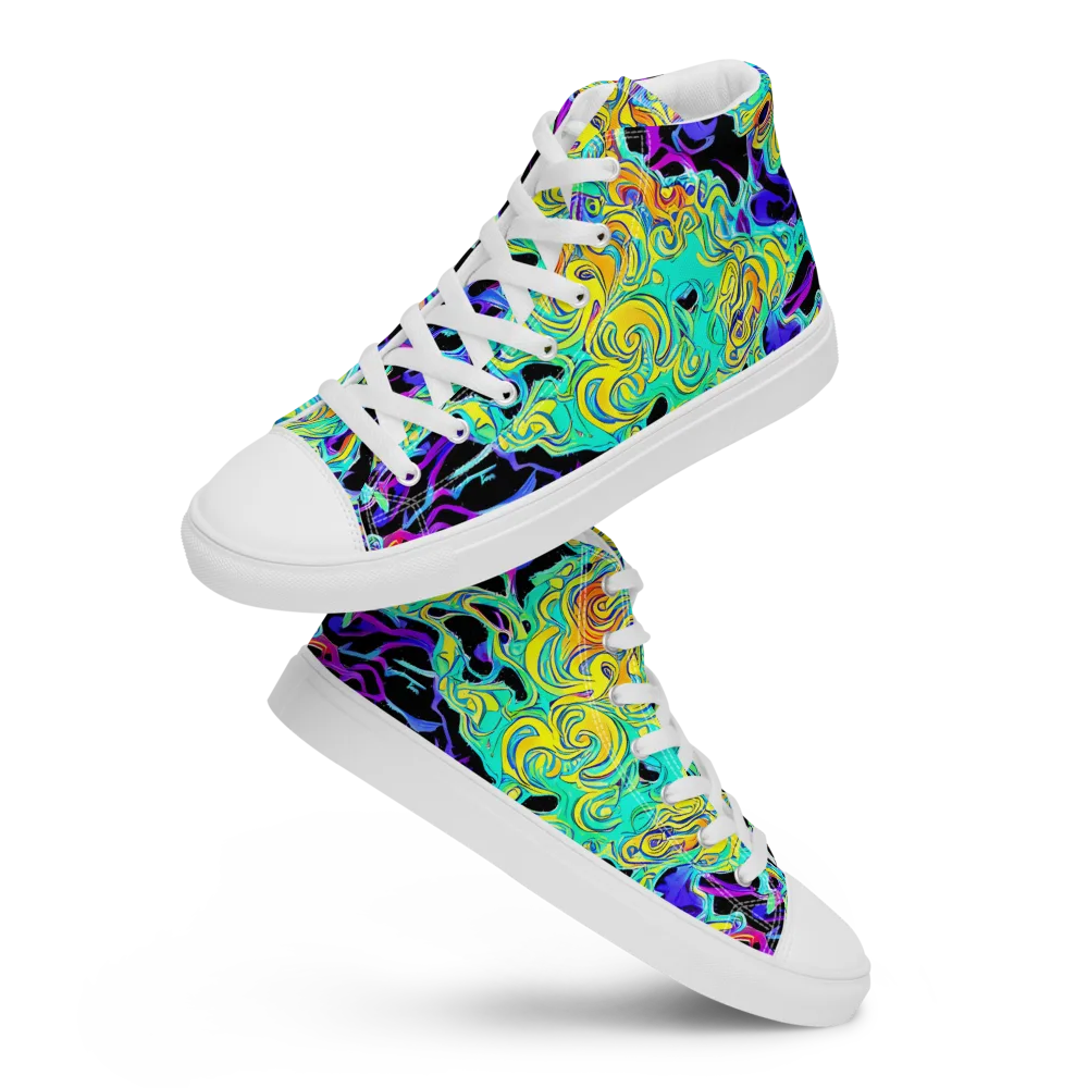 Electric Tidalwave on Men's High Top Canvas Shoes — Front