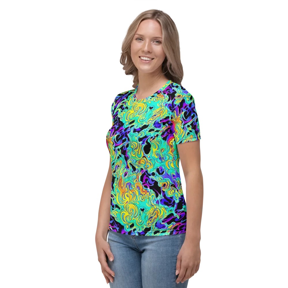 Electric Tidalwave on Women's Crew Neck T-Shirt — Left