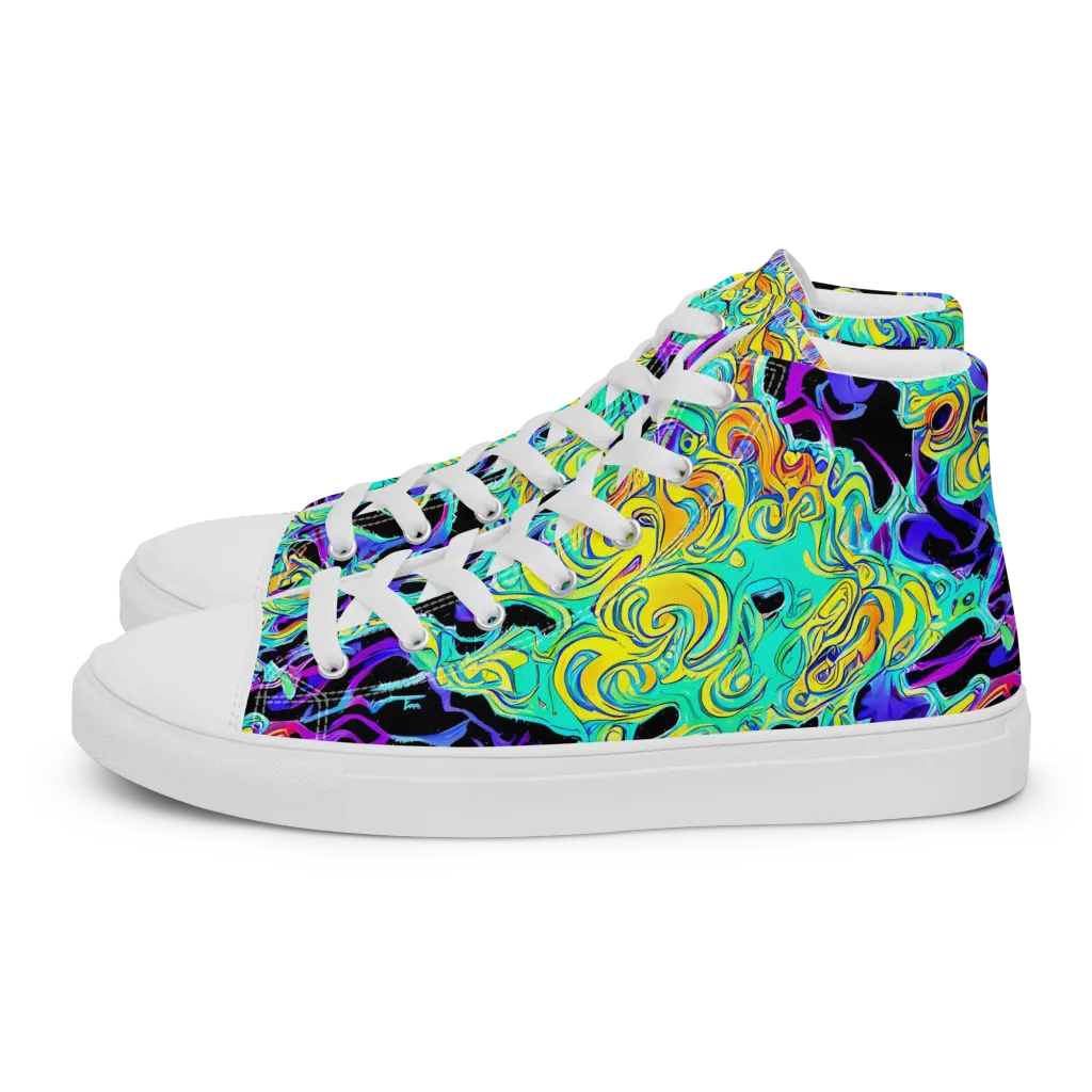 Electric Tidalwave on Women's High Top Canvas Shoes — Left