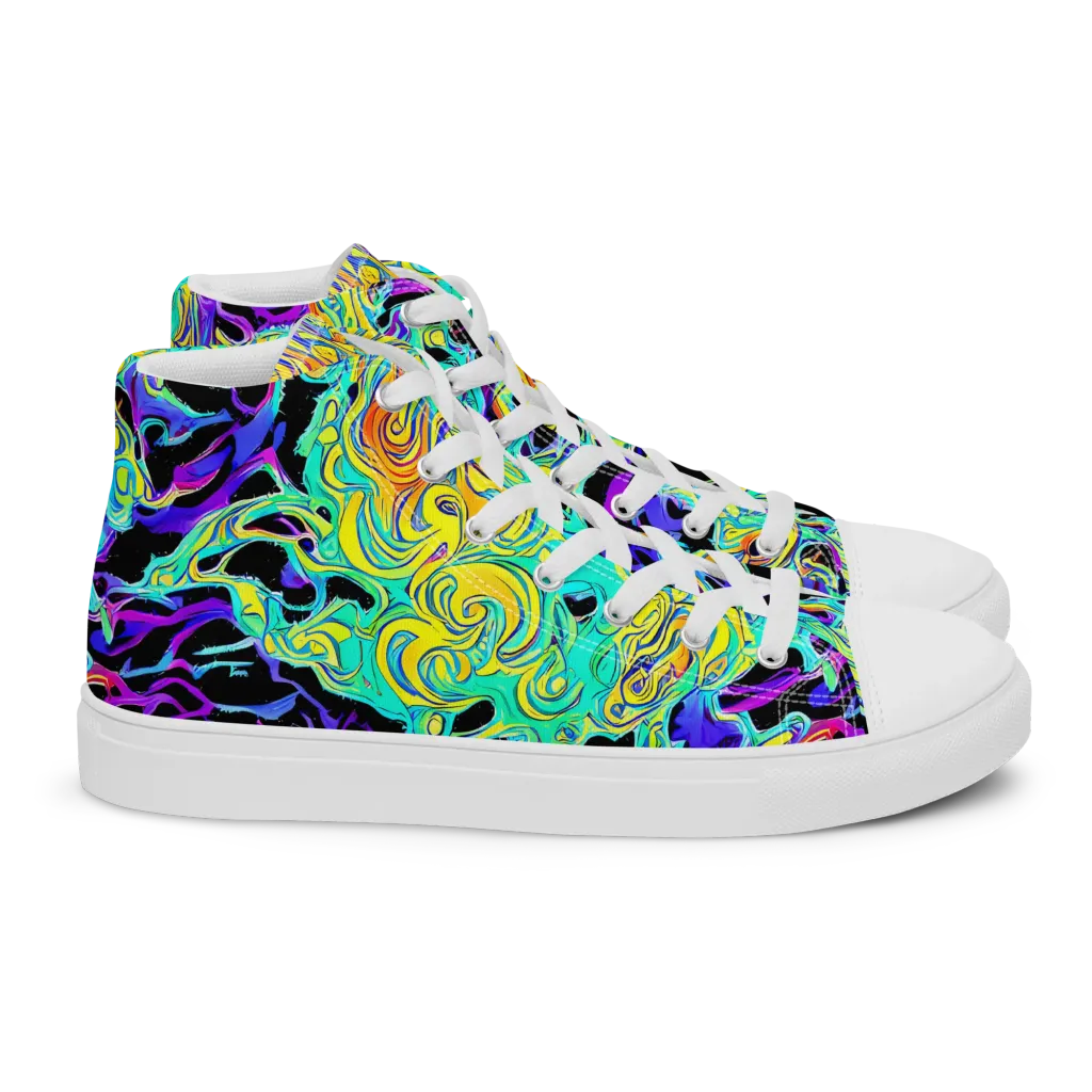 Electric Tidalwave on Women's High Top Canvas Shoes — Right