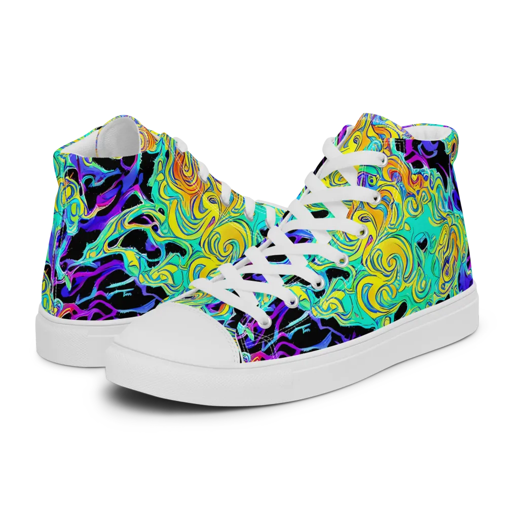 Electric Tidalwave on Women's High Top Canvas Shoes — Left