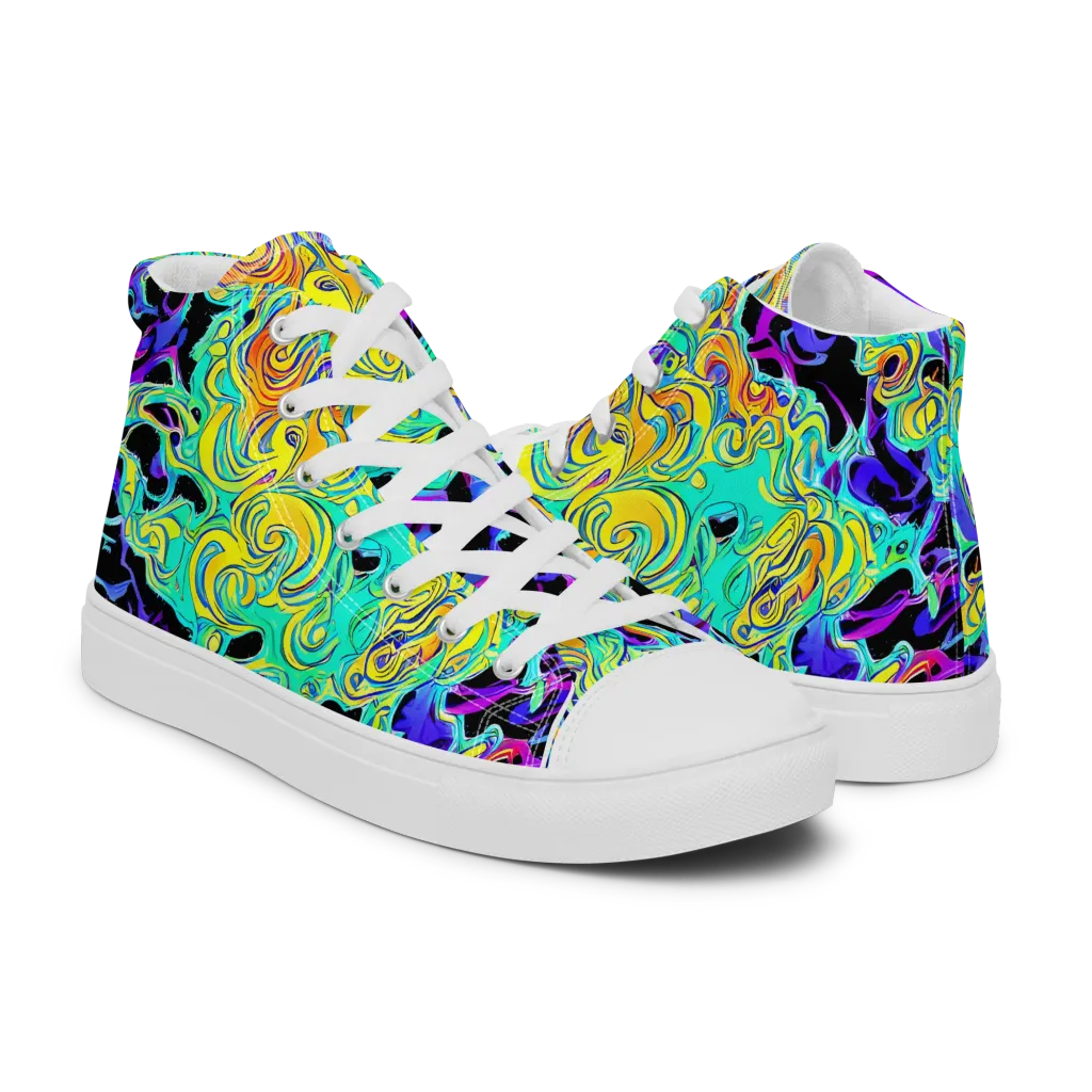 Electric Tidalwave on Women's High Top Canvas Shoes — Right