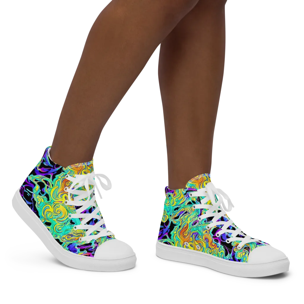 Electric Tidalwave on Women's High Top Canvas Shoes — Right