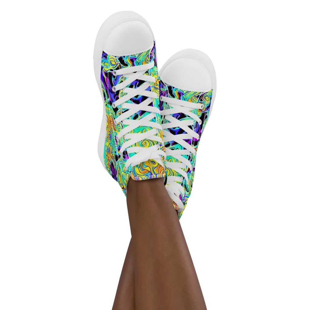 Electric Tidalwave on Women's High Top Canvas Shoes — Front