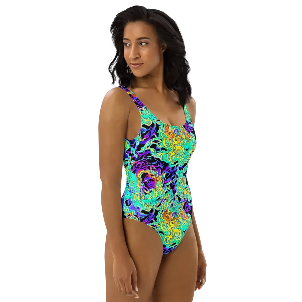 Electric Tidalwave on One-Piece Swimsuit — Right